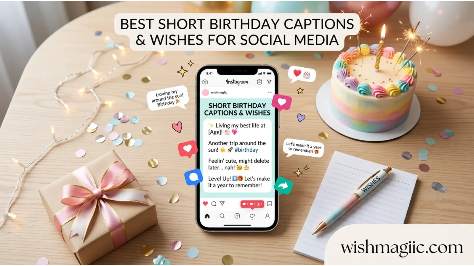 Short Birthday Captions and Wishes for Social Media